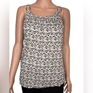 Banana Republic Geometric Black and Cream Tank Top XS
